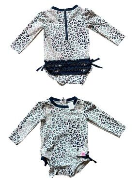 Ruffle Butts Pink and Blue Leopard Swimsuit